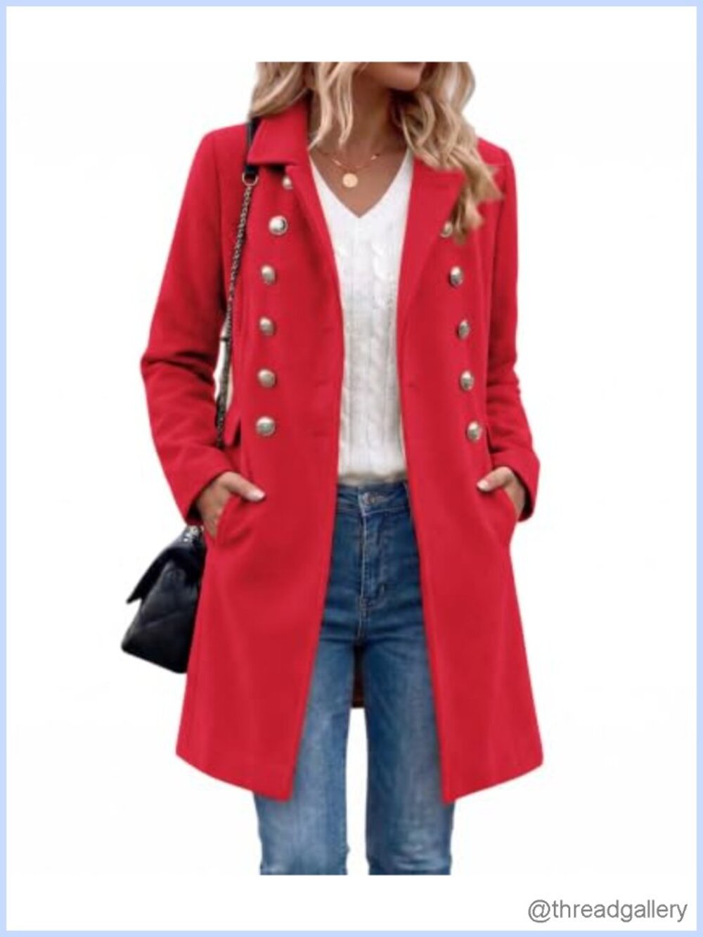 Wool Blend Double Breasted Trench Coat Pea Coat Fall Winter Jacket